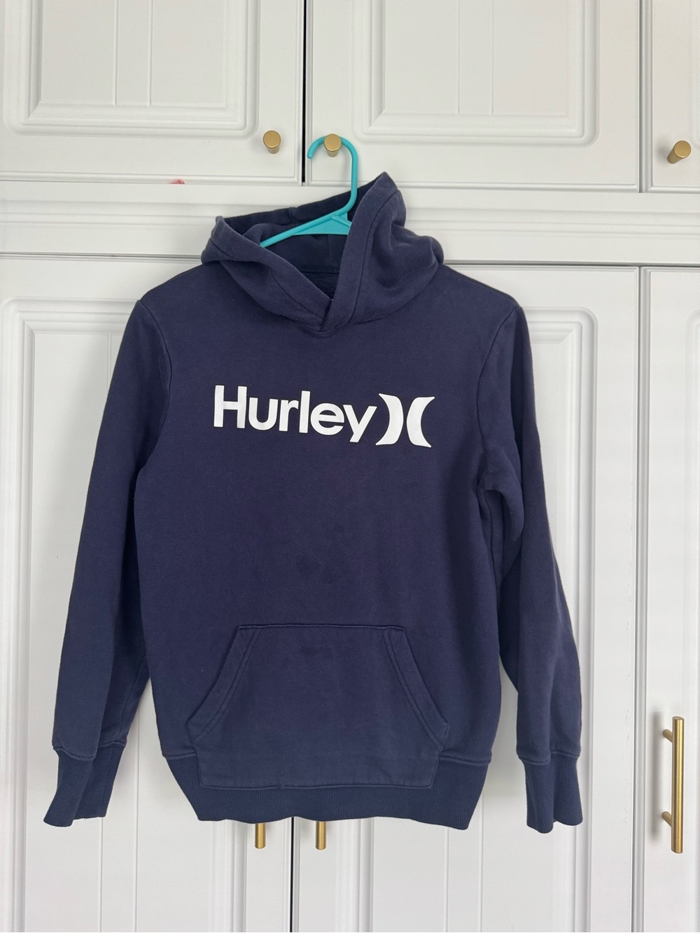 Hurley Navy Hoodie with White Logo - Kids Pullover